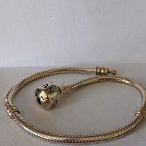 PANDORA plain sterling silver charm bracelet